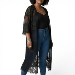 Paper Tee Black Lace Kimono